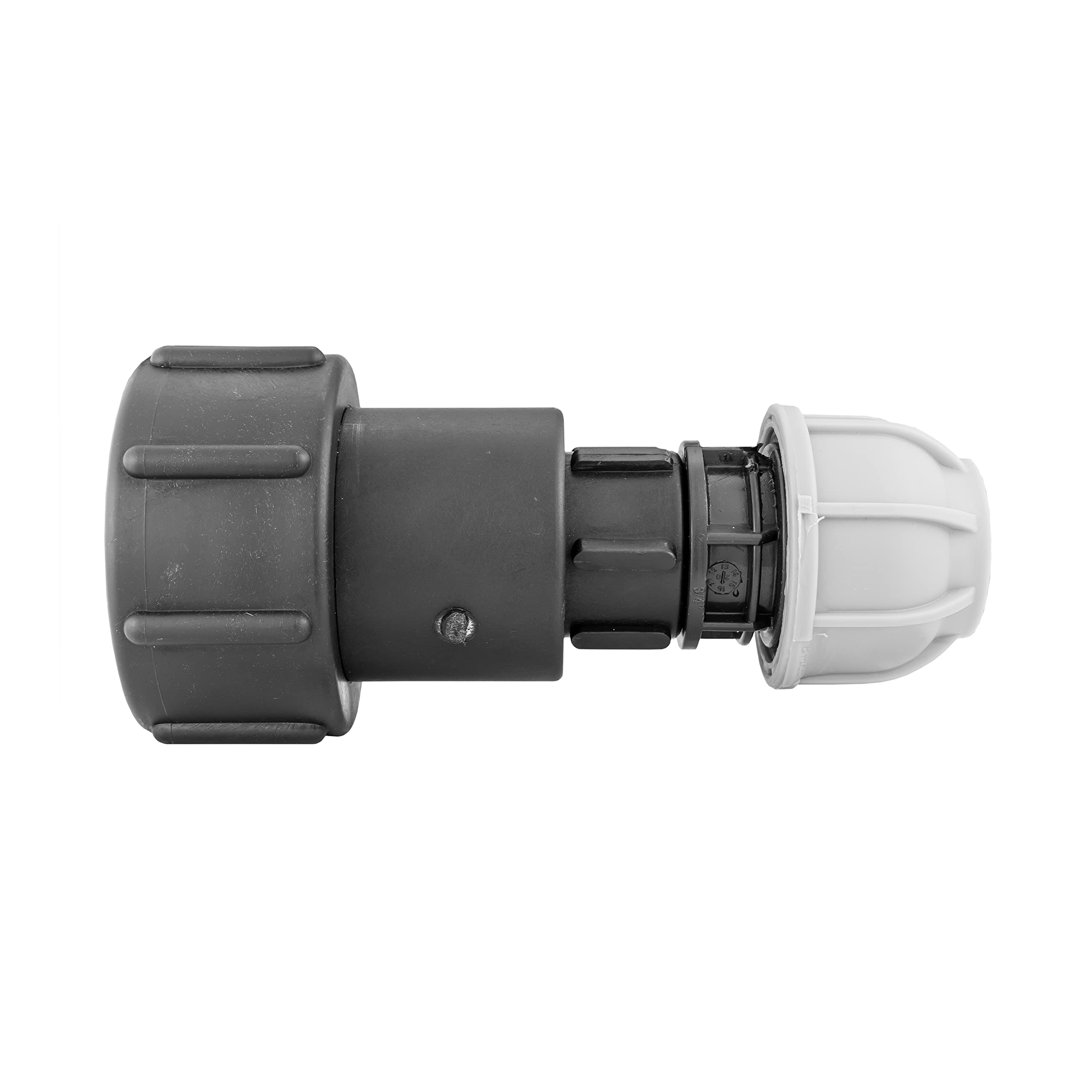 IBC Tank Outlet with Swivel Tight Extender Cap and mdpe tee,Elbow or Straight Fitting for 20mm,25mm or 32mm Water Supply mdpe Pipe (32mm Straight)