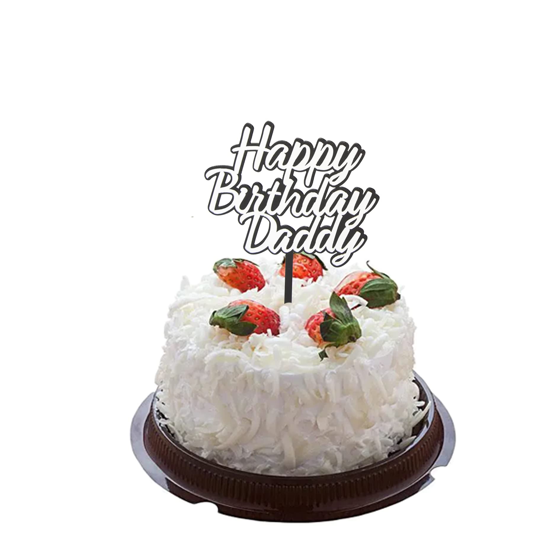 Happy Father's Day Cake Toppers,Black Acrylic Cake Decoration Topper for Fathers Day Party Supplies