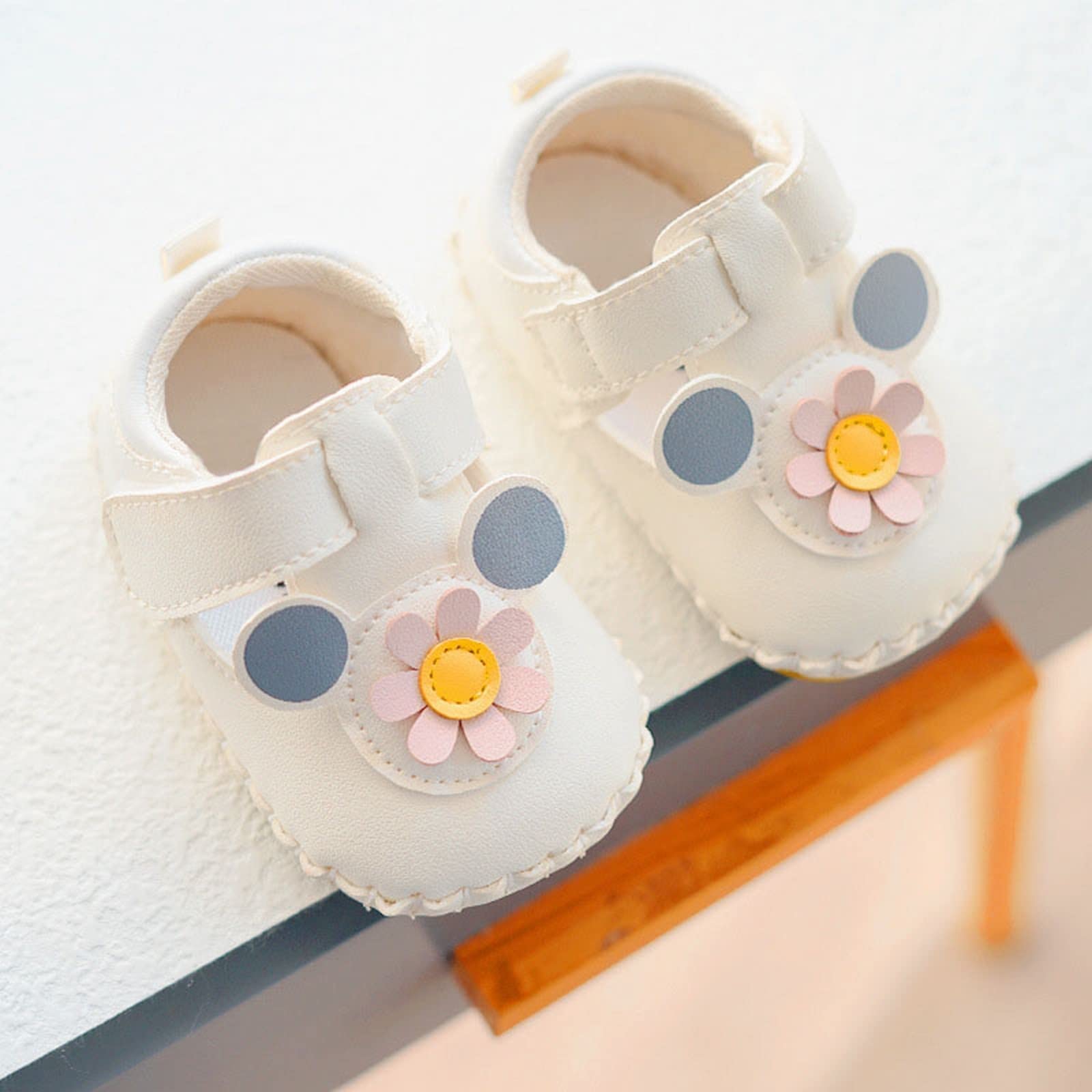 Infant Baby Girls Shoes Soft Sole Princess Wedding Dress Mary Jane Newborn Light Baby Sneaker Toddler (White, 4 Infant)