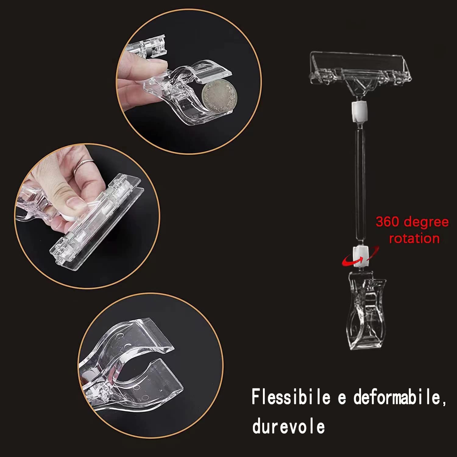 50 Clip Esposizione Prezzi WOOWAIR - Doppia Presa Girevole Per Segnaletica - Foto 4