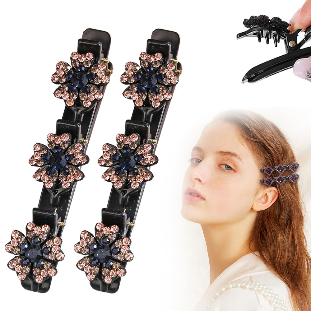 Sparkling Crystal Stone Braided Hair Clips, 2025 New Sparkling Shape Ladies Braided Hair Clip, Short Hair Clip Duckbill Clip, Ladies Girls Crystal