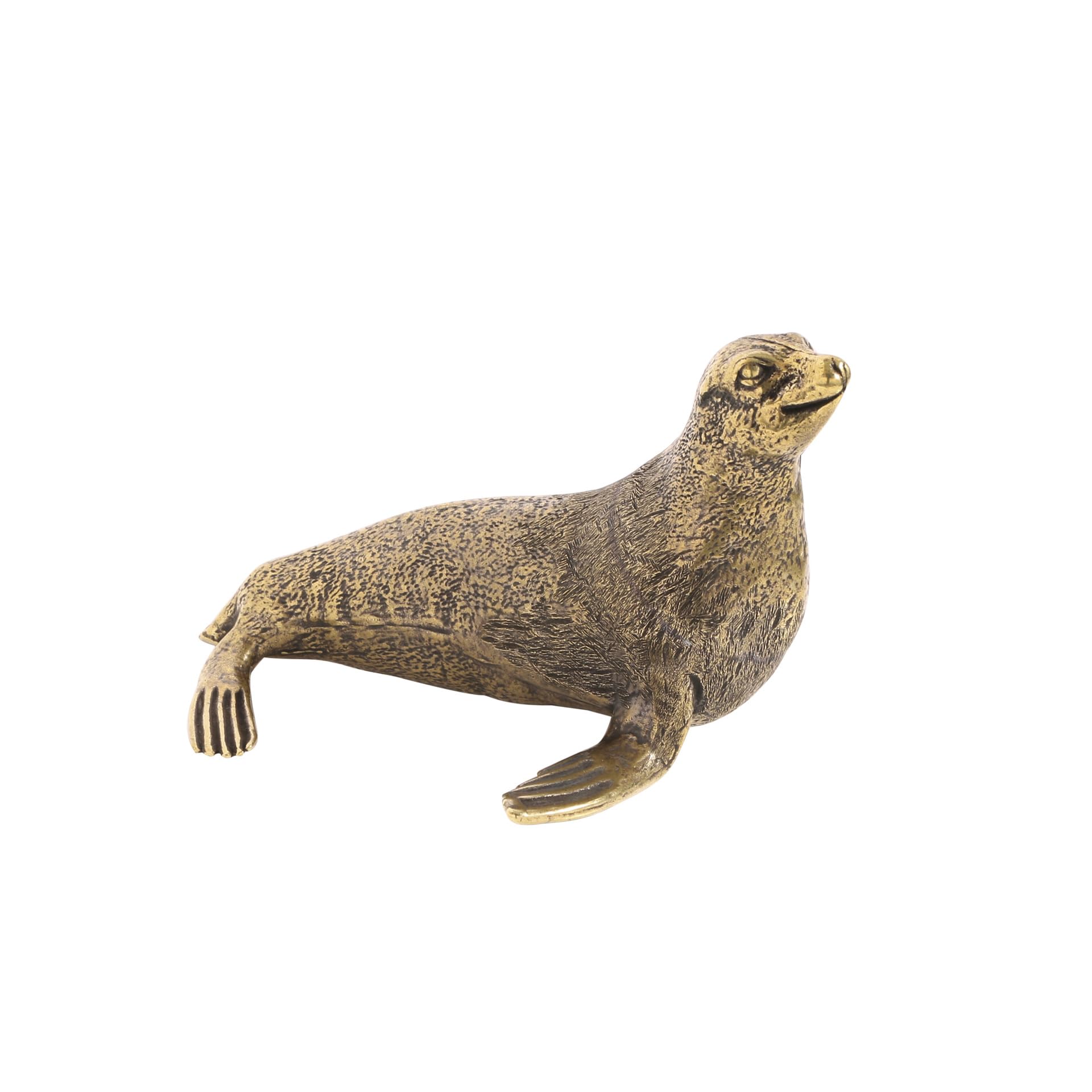 NGDFGR Brass Sea Lion Miniature Statue,Metal Marine Animal Sea Lion Model Sculpture Desktop Paperweight Ornament Home Bonsai Micro Landscape Decor Accessories