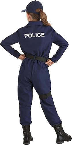 Miniatura 6 de Disfraz táctico de policía para niñas, disfraz de equipo policial para niñas, Azul Patchwork