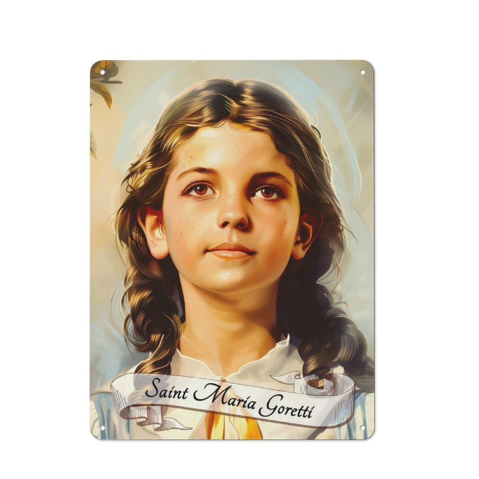 Junmoney Saint Maria Goretti Tin Wall Plaque 40X30cm With For Garage Or Workshop, For An Autumn Wall Display In Garage And Workshop