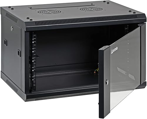 Miniatura 8 de AEONS Gabinete de servidor de red de montaje en pared profesional 9U Rack de red de servidores de 19 pulgadas 16 pulgadas negro profundo