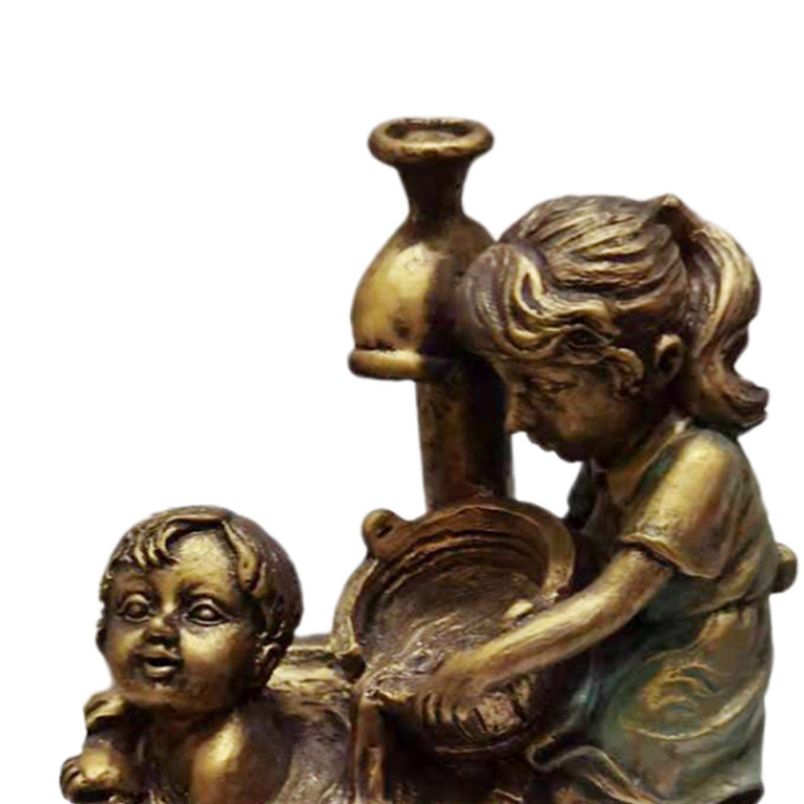 Playing Children Garden Statue Boy and Girl Sculpture Resin Bathing