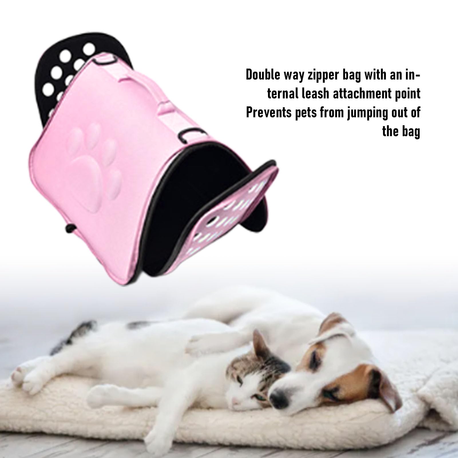 Trasportino per Animali Domestici, Borsa da Viaggio a Tracolla Morbida Traspirante in EVA Pieghevole Leggera con Tracolla, Ampio Spazio per Cani e Gatti (L Massimo 7,5 kg)