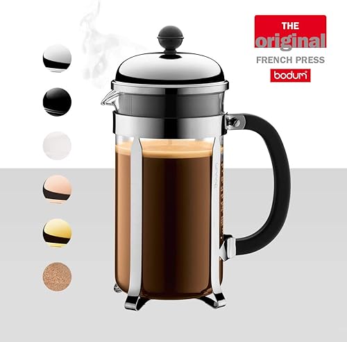 Miniatura 2 de Bodum Chambord - Cafetera de prensa francesa, Jarra de vidrio, Blanco