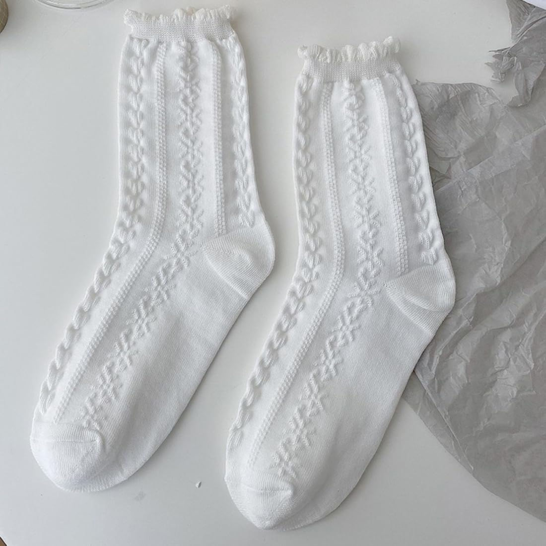 Healife Weiße Rüschen Socken - Weiße Baumwoll Sp Produktbild-Vorschau 12