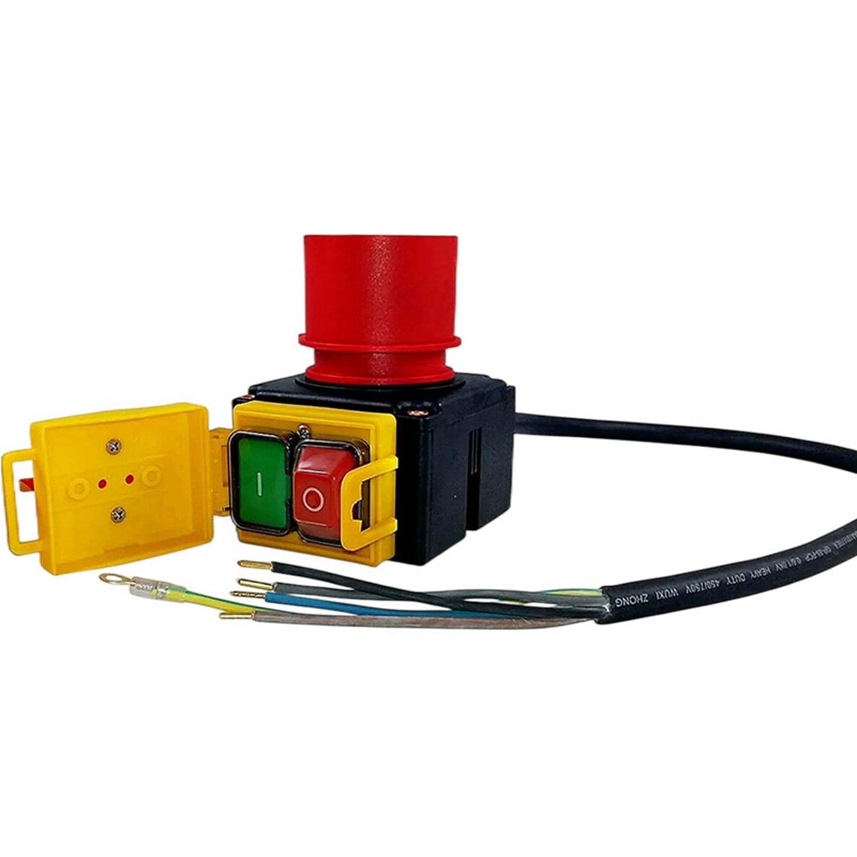 2X Conmutador de Dispositivo KOA7 Interruptor de Máquina 380/400V 3 Fases con Cable e Inversor de Fase, Incluye Trampilla de Parada de Emergencia Combinada