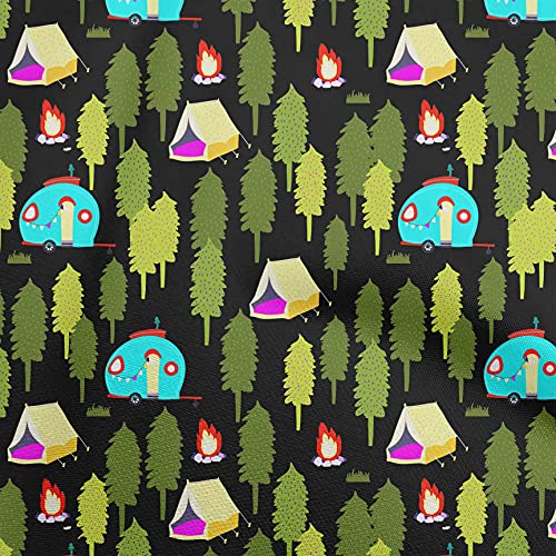 oneOone Cotton Jersey Black Fabric Camping Quilting Supplies Print Sewing Fabric By The Yard 58 Inch Wide