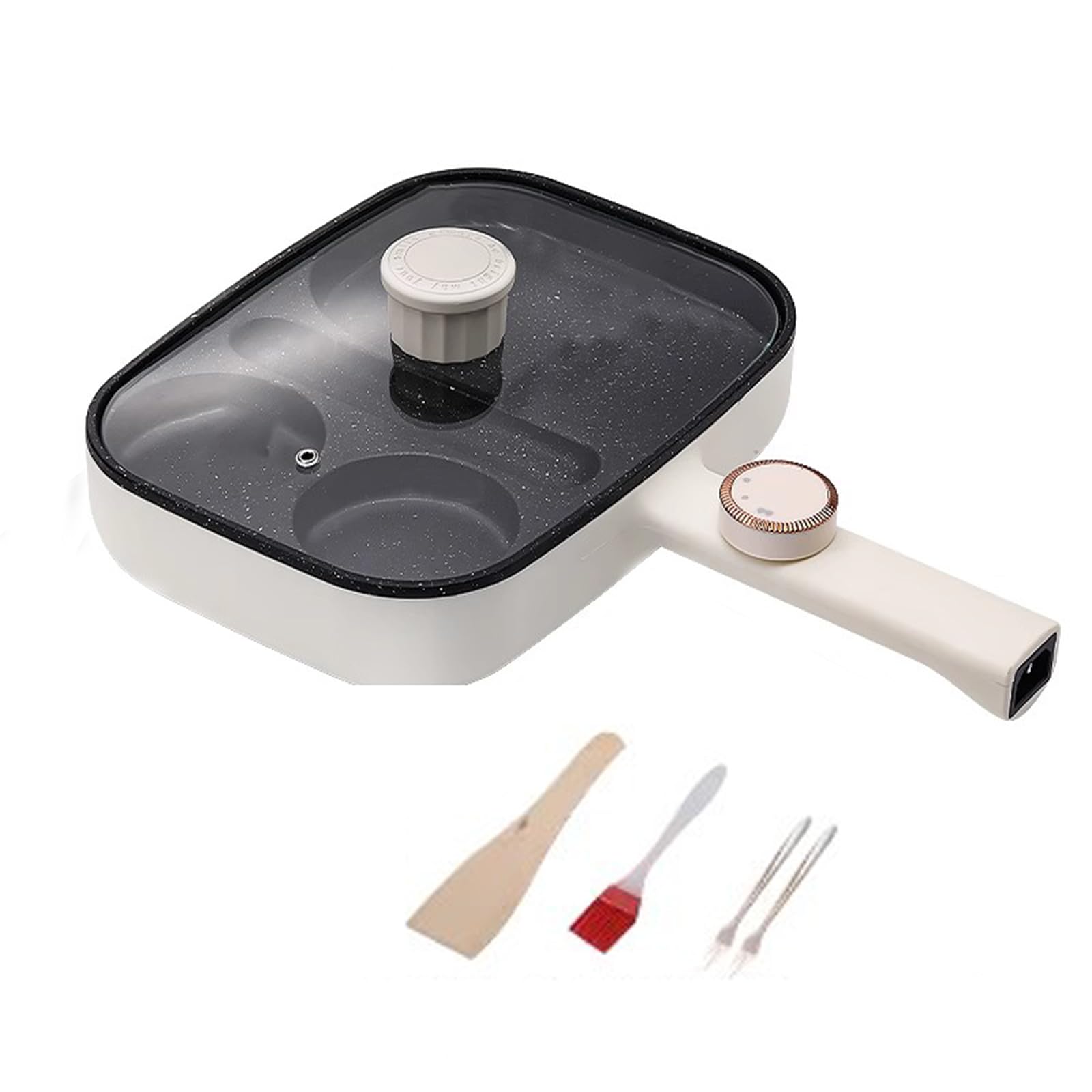 Yiustldd Electric Frying Pan, Healthy Non-Stick Multi-Purpose Cooking Pot for Breakfast Pancakes, Burgers, Eggs, Steak, Meat Sandwich Maker