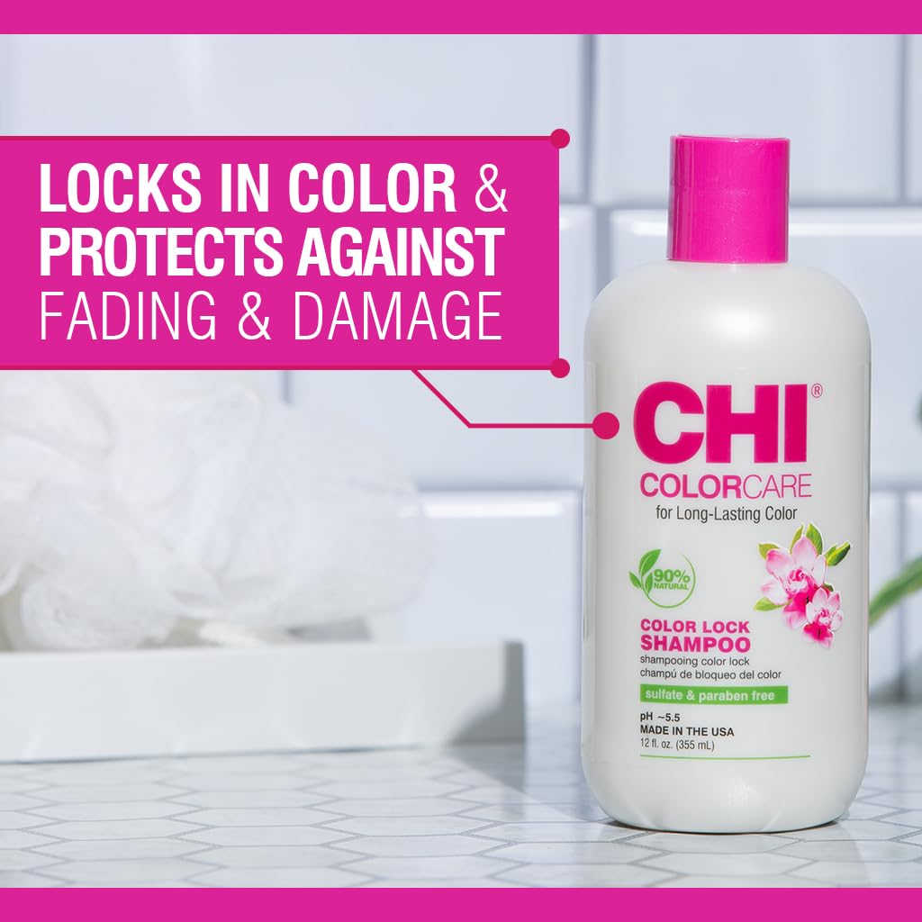 CHI ColorCare Color Lock Shampoo, Locks In Color & Replenishes Moisture For Color-Treated Hair, Sulfate, Paraben, & Cruelty-Free, 12 Oz - Image 2
