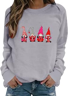 MUDUH Women's Print Top Shirt Long-sleeved O Neck Sweatshirt Casual Blouse Pullover Loose Love Man Printed Top Shirts Trendy Teen Girl Hoodies