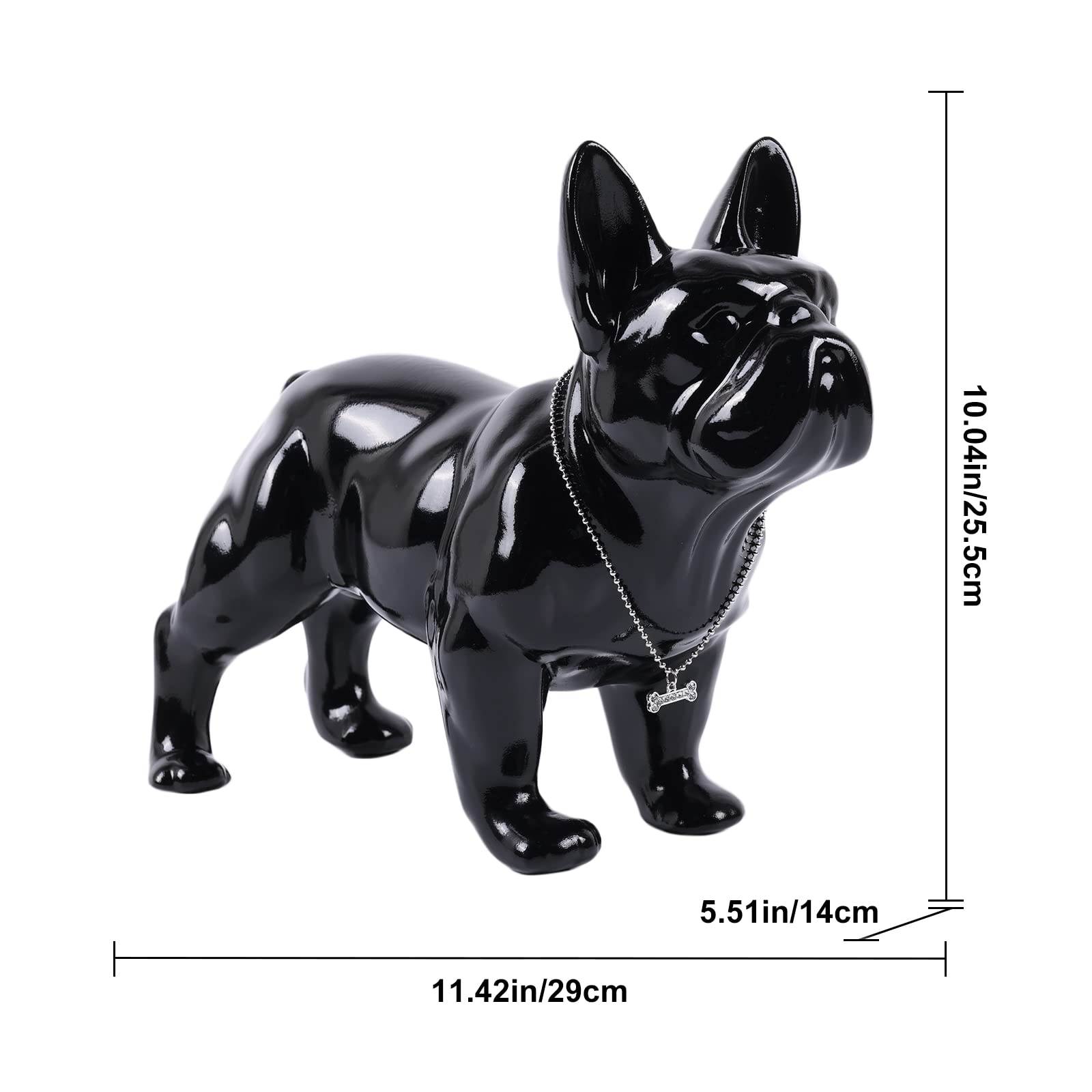 suruim Figurka buldoga francuskiego z żywicy, prezent, rzeźba, wystrój domu, dekoracje na biurko, dekoracja czarnego stołu, kolor czarny, 25 cm