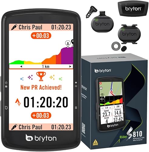 Bryton Rider S810 3.5 pulgadas pantalla táctil a color GPS bicicletacomputadora de ciclismo, batería de 50 horas, mapas y navegación fuera de línea,