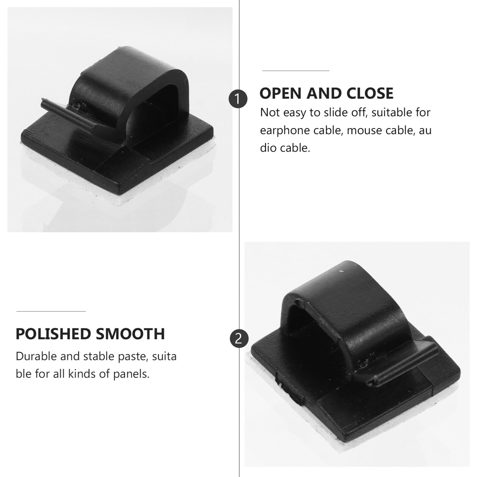 PartyKindom 100pcs Self-Adhesive Cable Clips Cord Management Organizer for Tv USB and Christmas Lights Lightweight and Wire Buckle for Clutter Spaces