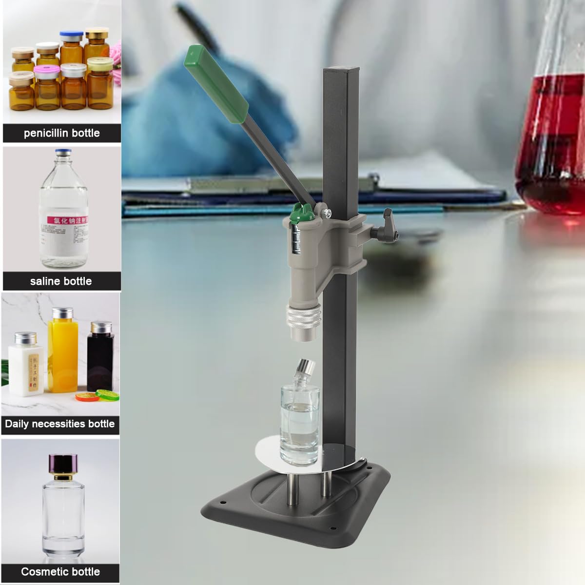 Machine à Sertir Manuelle, Outil de scellage de Parfum, Machine à sertir Les Bouteilles de Bureau Portable à Action Facile Capsuleuse, Huiles Essentielles et Médicaments.