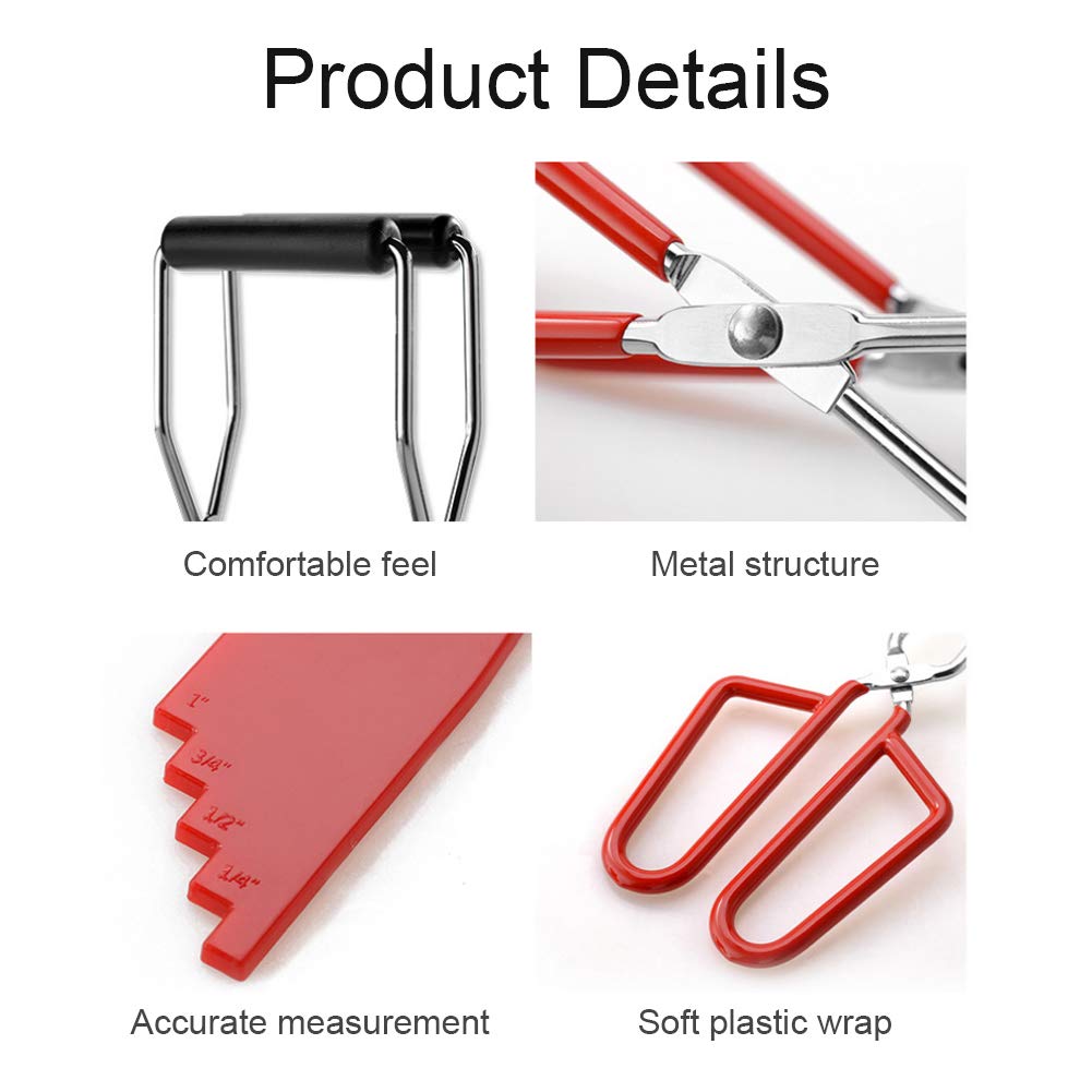 Mise en Conserve Kit Comprend Élévateur, Magnétique Couvercle Bocal Clé,Pinces, Mesureur, Maison Fournitures, Essentiels Coffret, 6 Pièce Ensemble(Rouge)