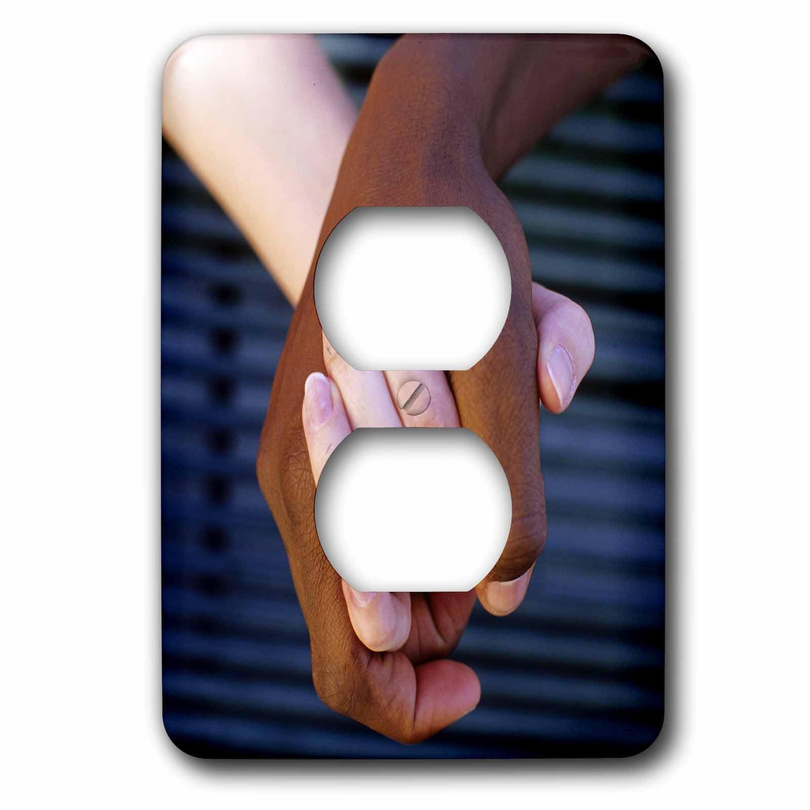 Plaque de double prise murale décorative couple interracial 3dRose