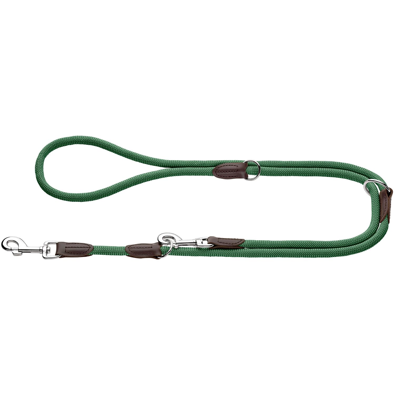 HUNTER Freestyle Adjustable Dog Lead Colour: Dark Green, Robust and Weatherproof, 3-Way Adjustable, Rope with Polyamide Core, Soft in the Hand, Easy to Clean, Size: 08/200