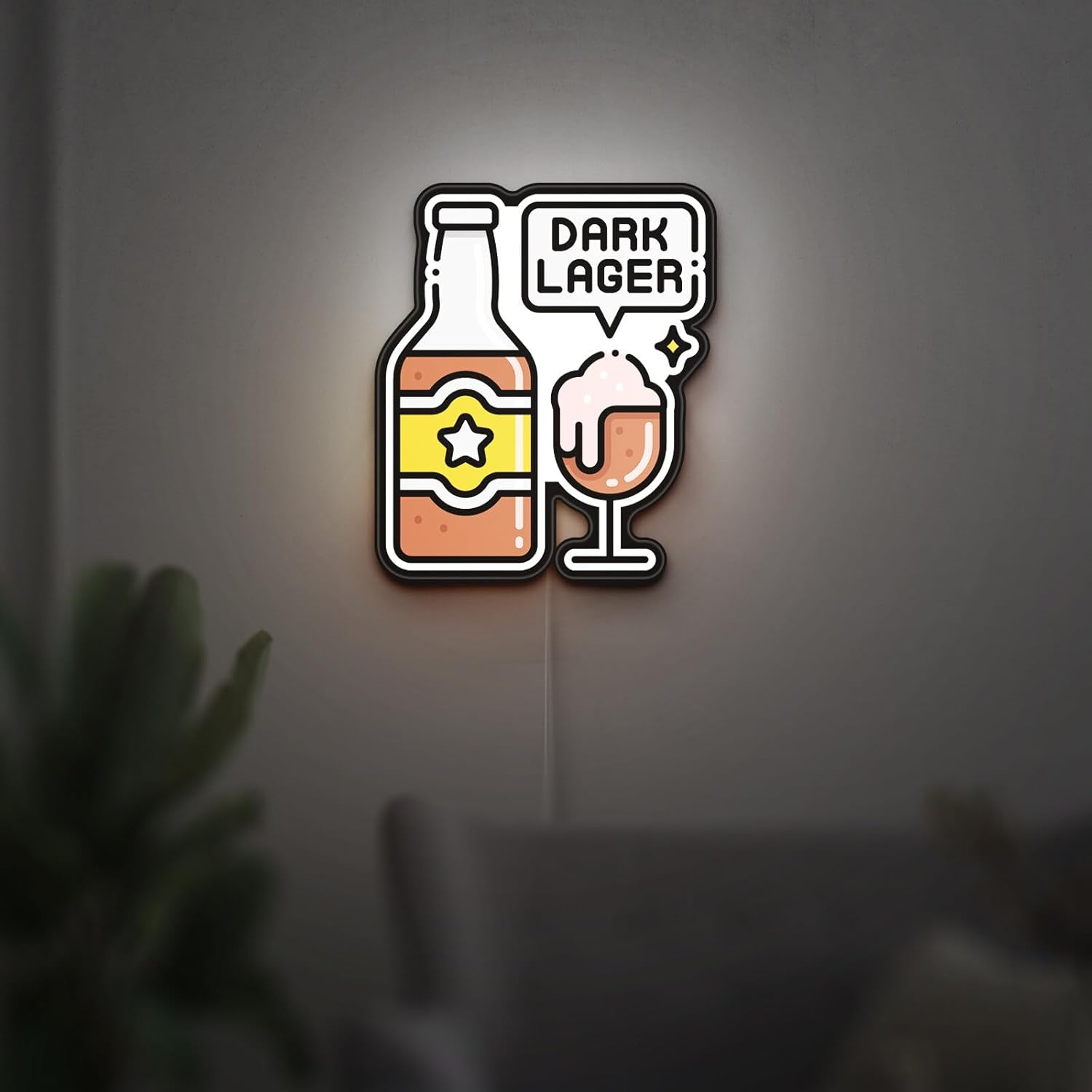 Ancfun ダークビール3Dノベルティライトボックス、パーソナライズテキストオプション、パブとバーの装飾ライトサイン、ビールを飲む