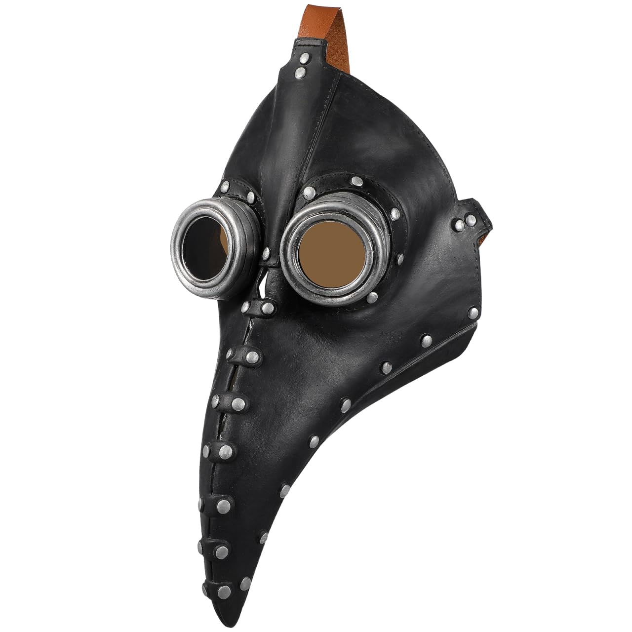 YARNOW Halloween Beak Mask Pu Leather Steampunk Plague Doctor Mask with Silver Studs for Adults Creative Party for Costume Festival Cosplay and Dance Events