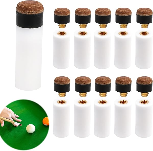 SopwMap 10 Pièces Embouts de Queue de Billard 10mm, Embout Queue Billard, Pointes à Visser Rigides avec Viroles pour Queues de Billard, Accessoires de Billard Durable pour Contrôle Amélioré du Jeu - 1