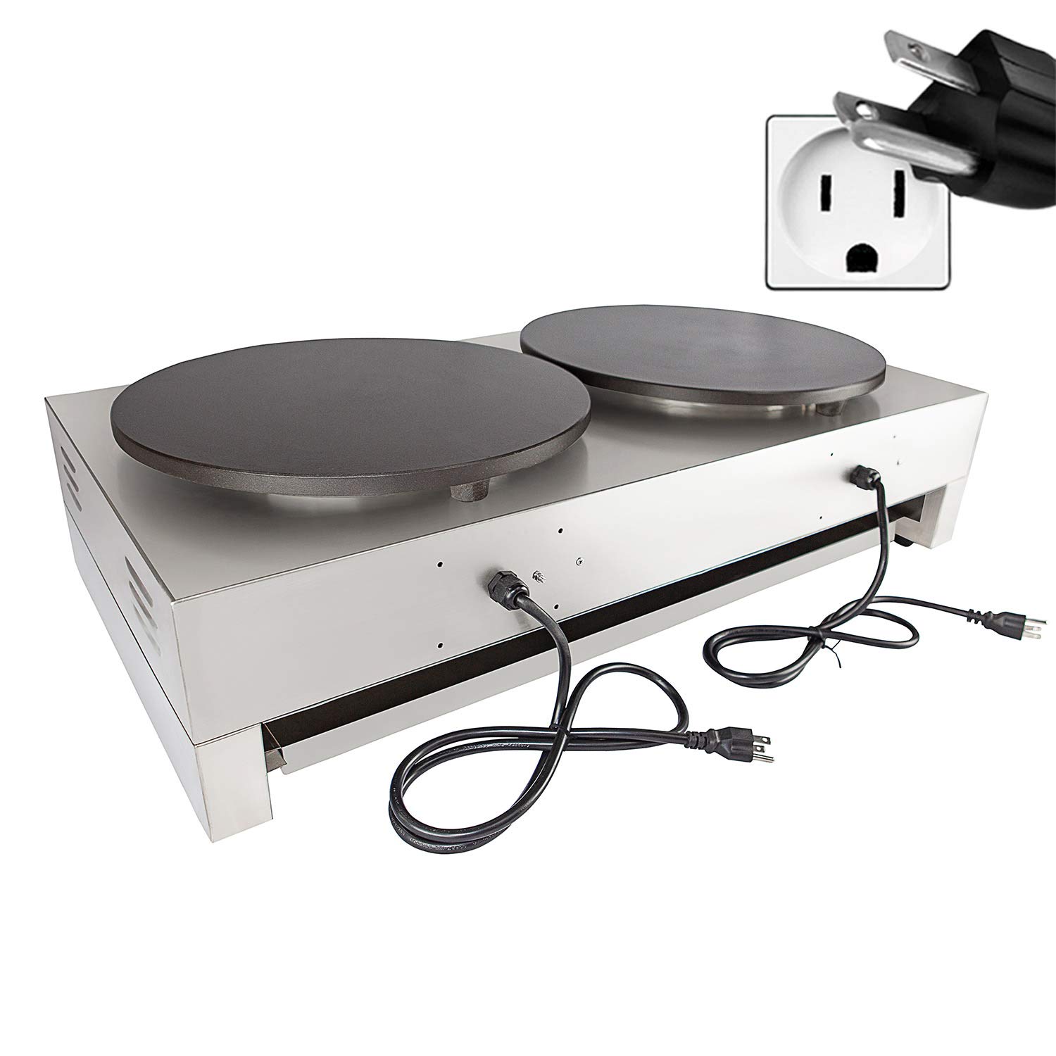 Máquina para hacer panqueques | Placa de 16 pulgadas | Máquina eléctrica de crepas | 110 V (doble) 7