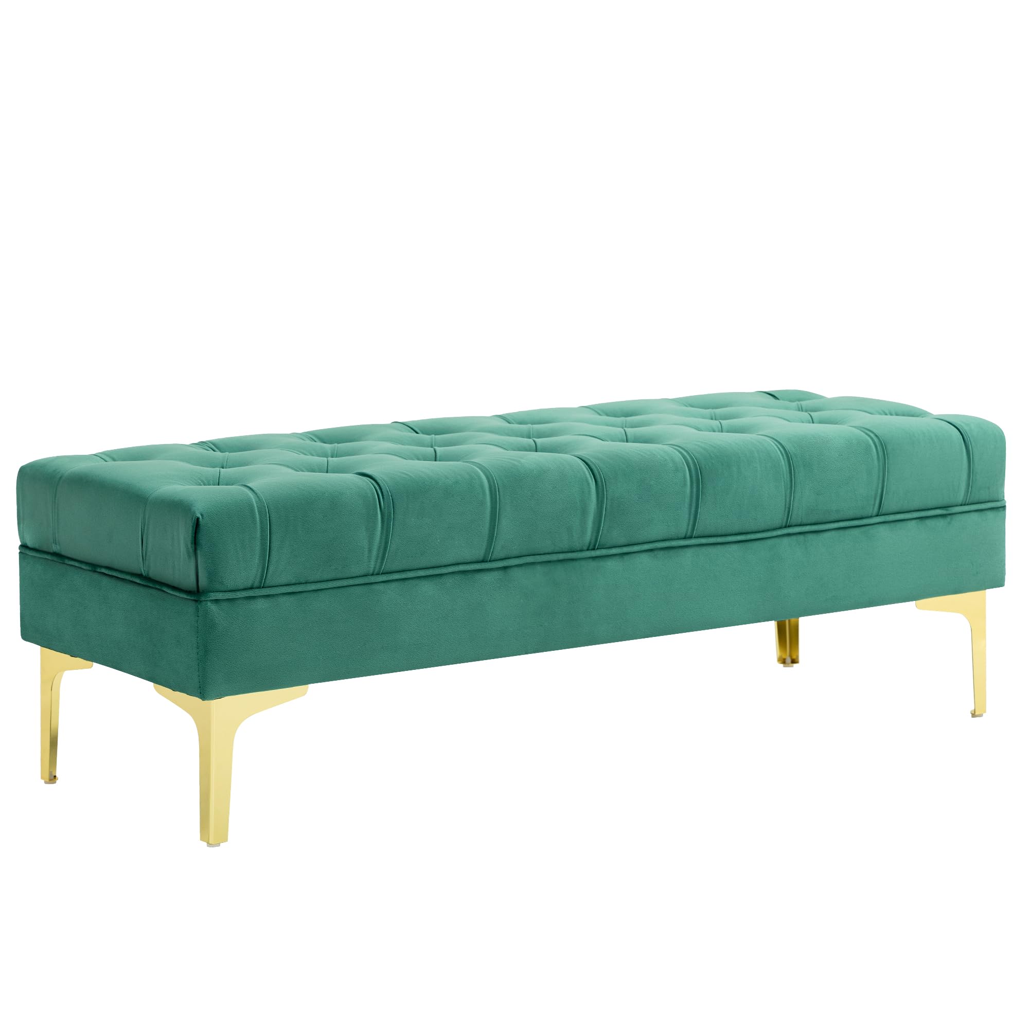 HOMCOM Banco para Dormitorio con tapicería Acolchada, Banco tapizado de Terciopelo con Patas de Metal para Entrada, Pasillo y salón, 118x45x42 cm, Verde Oscuro