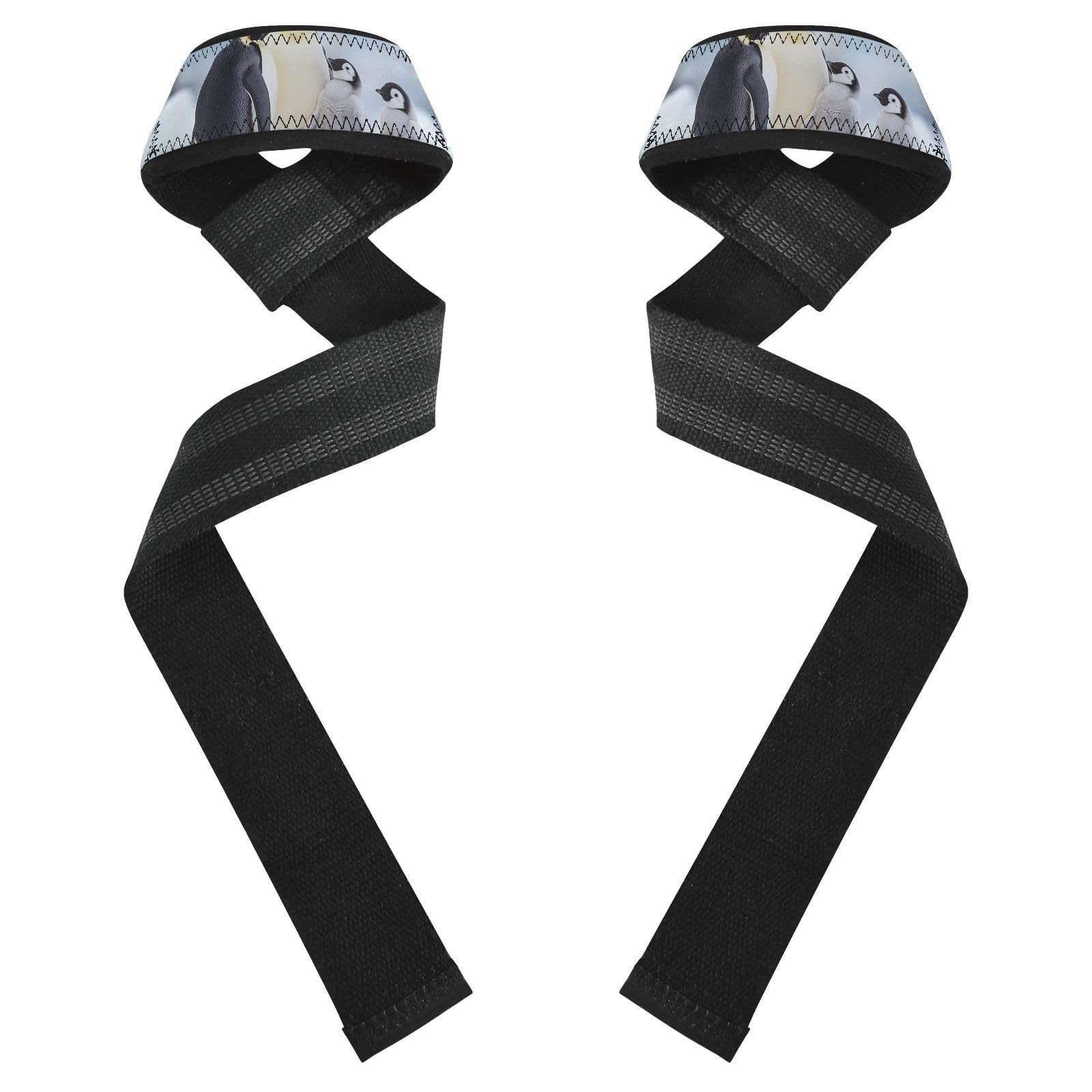 Nander Cute Penguin Family Wrist Straps for Weightlifting,Lifting Straps with Neoprene Cushioned Wrist Padded and Anti-Skid Silicone for Strength Training,Bodybuilding,Deadlifting