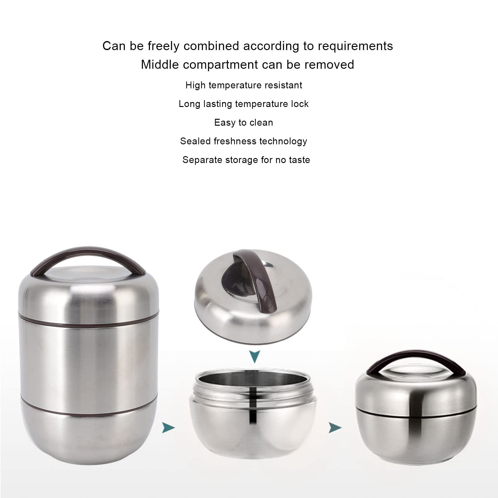 Portapranzo Termico 1.5L in Acciaio Inox 304 a 4 Strati Impilabile | Contenitore per Alimenti a Tenuta Stagna, Design Anti-Perdite con Scomparti Rimovibili, Ideale per Ufficio e Viaggio, Ma