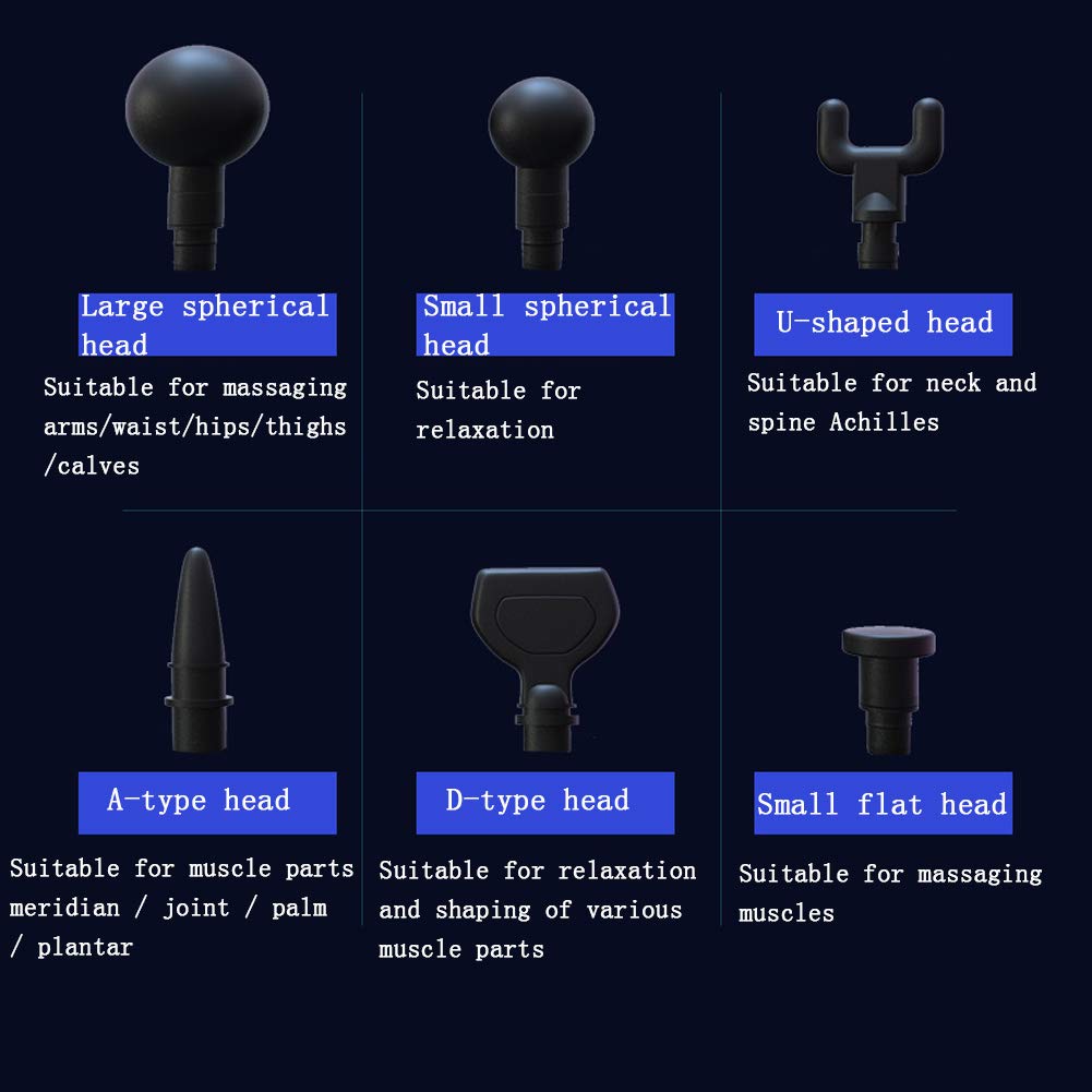 Pistola per Massaggi, Massaggiatore Muscolare per Tessuti Profondi Palmare, 45DB 2550mAh Pistola A Fascia Regolabile A 30 velocità con 6 Teste di Massaggio, Riduzione Intelligente del Rumore