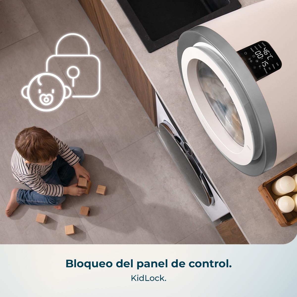 Cecotec Secadora Compacta Evacuación 3Kg Bolero DressCode Dry 3500V Gold. 8 Programas, Secado Automático Inteligente, Control Touch, Función UV Care, Tambor Inox, Antiarrugas, Blanco y Oro Cromado
