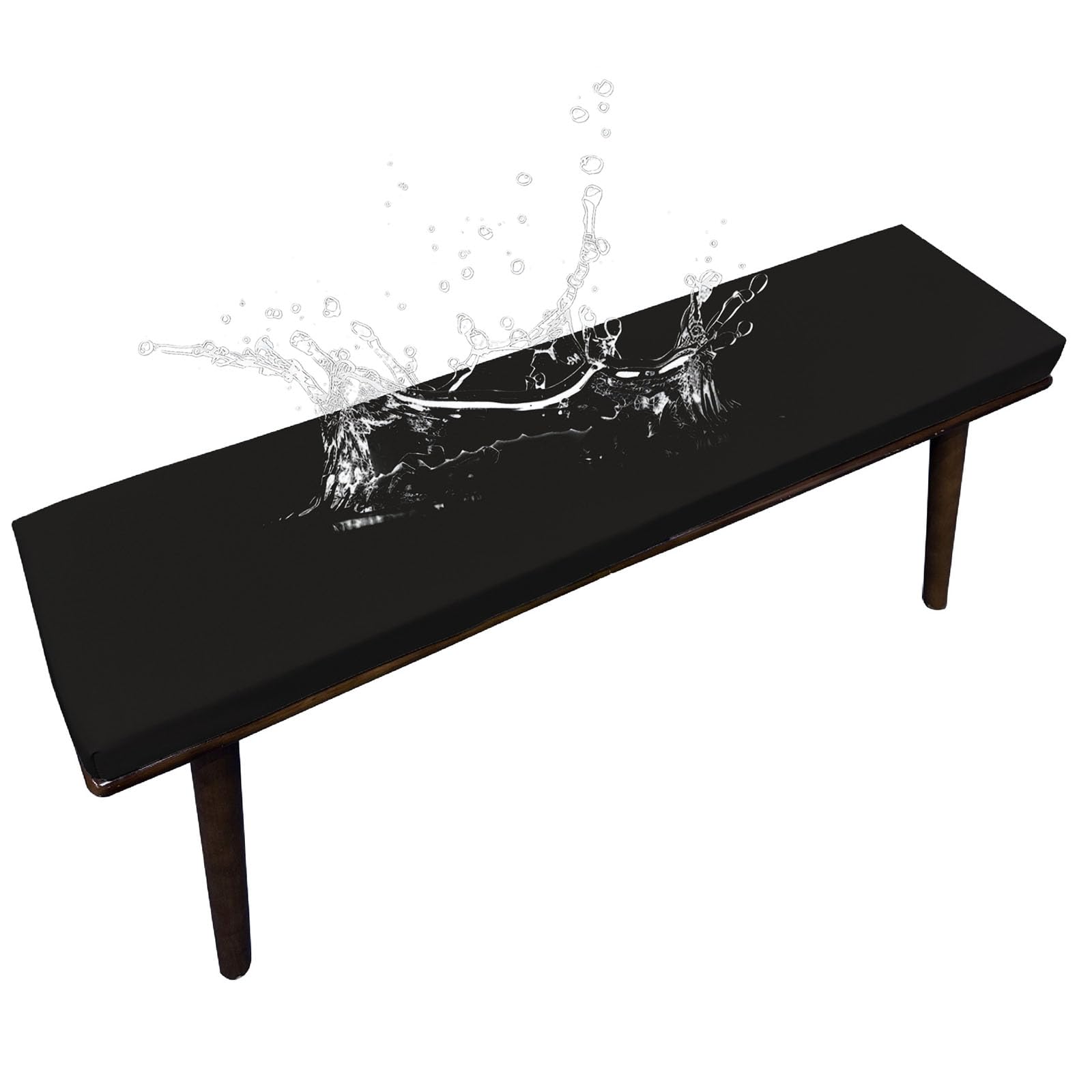 Outdoor-Bank-Kissen, wasserdichtes Schaumstoff-Sitzpolster für Eckbänke, Schaukel Cush mit Bändern für Gartenfell, schwarz, 100 x 50 x 3 cm, bequem und