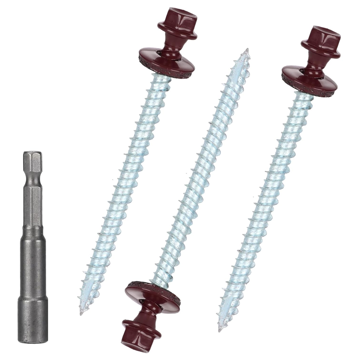Metal Roofing Screws 10 x 2-1/2 inch, Brown Hex Head Sheet Metal Roof Screw with EPDM Washer for Corrugated Roofing (250Pcs)