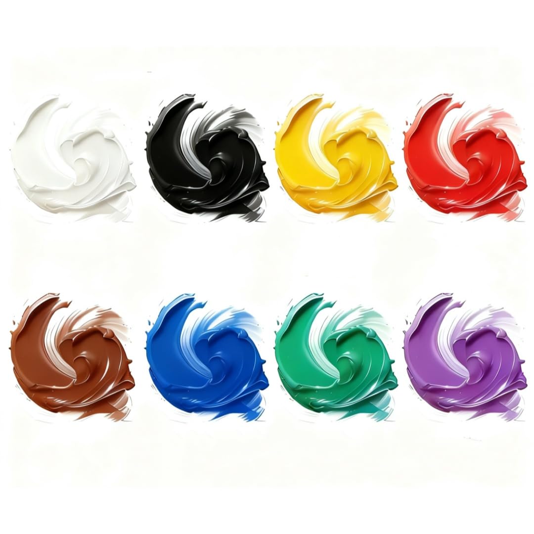 Juego de pintura acrílica de 8 colores, cuerpo pesado, botellas exprimibles de 33.8 onzas líquidas con bomba, no tóxicas, pigmentos ricos para lienzo, manualidades, madera, pared, piedra