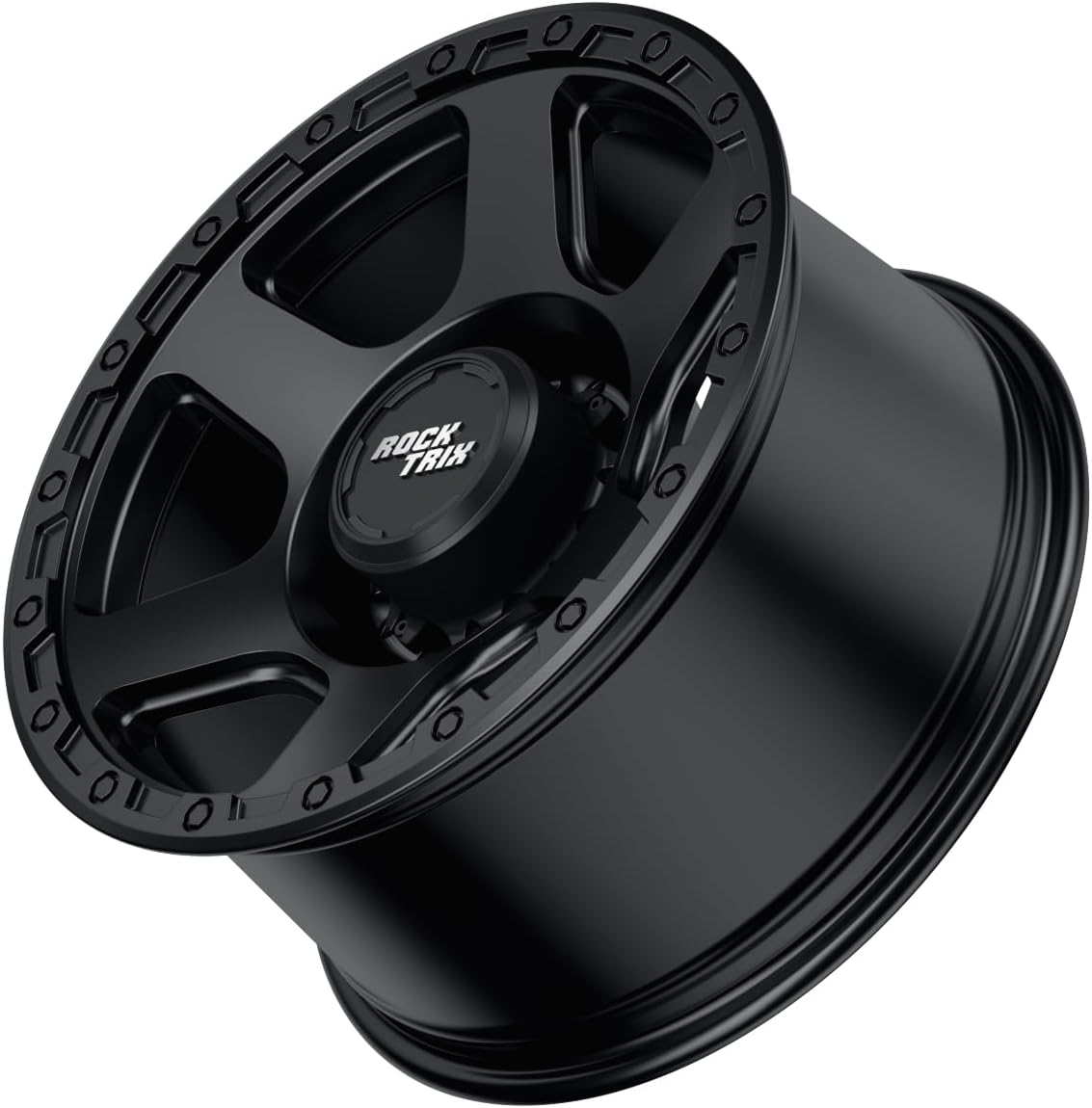 RockTrix RT112 18x9 inch Off-Road Wheels Compatible with 1994-2013 Ram 2500 3500 and For Silverado 2500 HD 3500 HD (1999-2010), 8x165.1 8x6.5 Bolt Pattern -12mm Offset, Black Rims