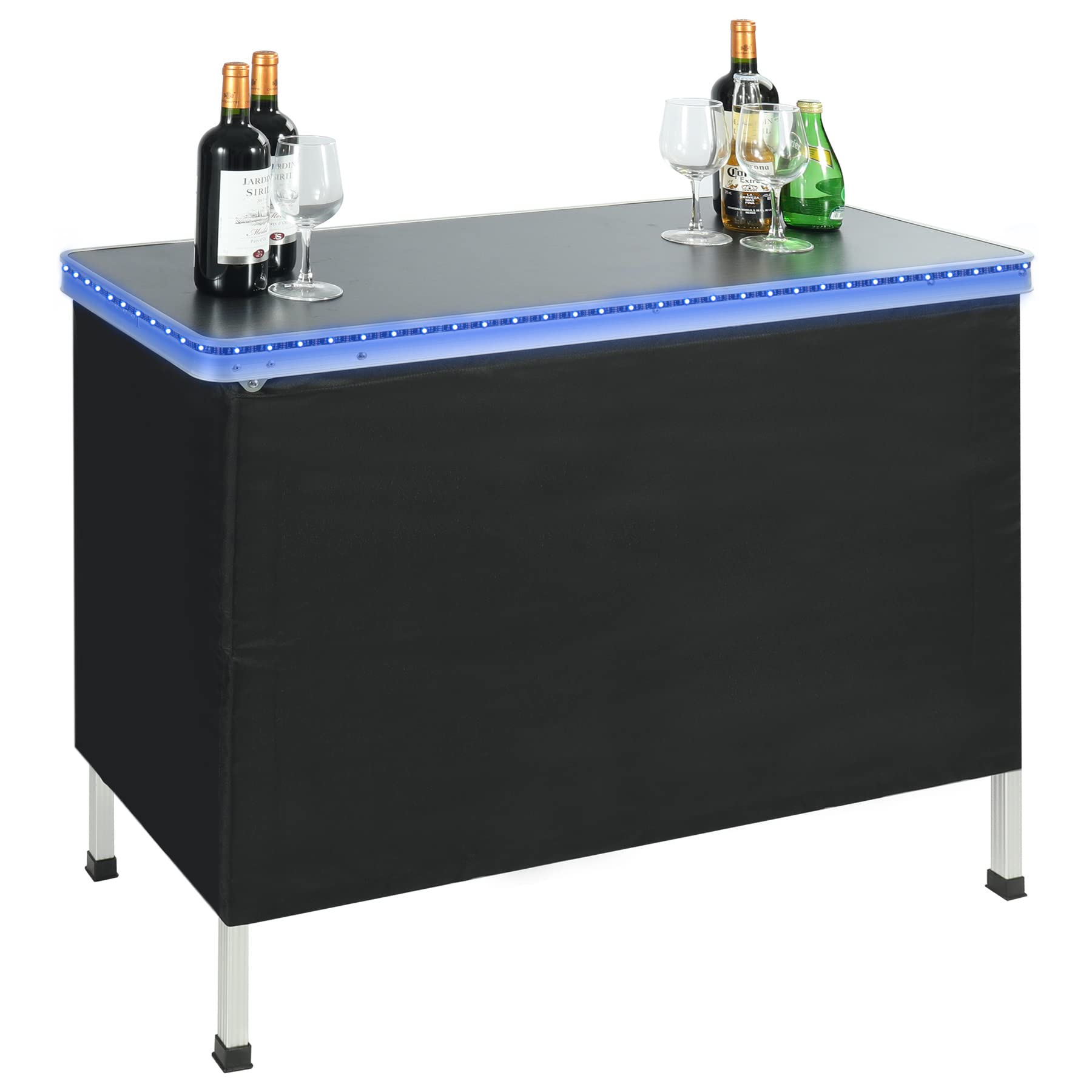 Photo 1 of REDCAMP Portable Bar Table with Color-Changing LED Lights, Bar Skirts and Storage Shelf