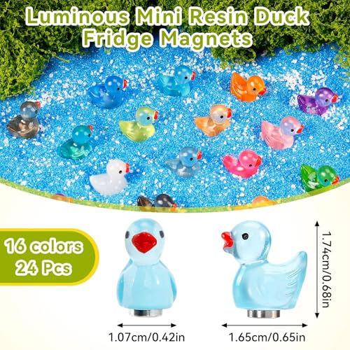 24 imanes decorativos de pato luminosos de resina mini miniatura 2