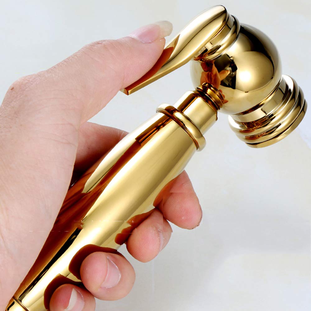 Spruzzatore per bidet con acqua fredda e calda, in ottone, portatile, per doccia, doccia, bidet, rubinetto per l'igiene personale, bagno per animali domestici, titanio oro