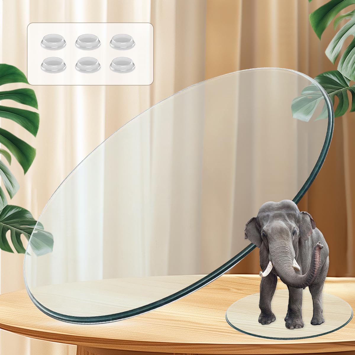 JUFU 30" Round Tempered Glass Table Top, 0.26" Thick with Pencil Edge – for Dining, Coffee, Office, Side, Restaurant Use