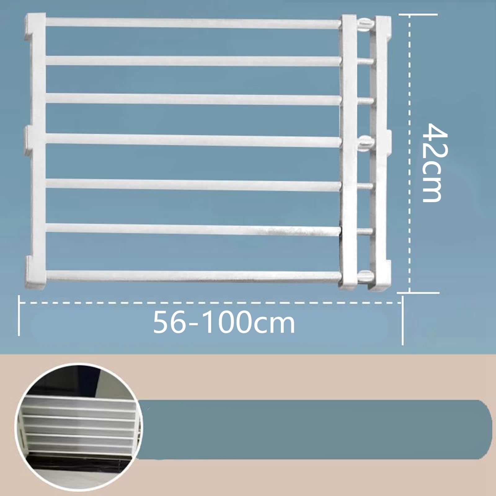 perfk Puerta Extensible Puerta retráctil para Perros Protección de Seguridad Protección para Mascotas Cerca para Cachorros Puerta para escaleras al Aire, 56 a 100 cm x 42 cm Blanco