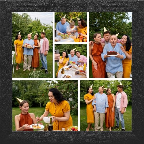 Image of Mad Masters Customized Photo Frame | 6 Photo Collage | Personalized Wall Frame for Couple, Family, Kids, Friends | Home Decor & Gift (30.5 x 30.5 cm, Black, SQ3)