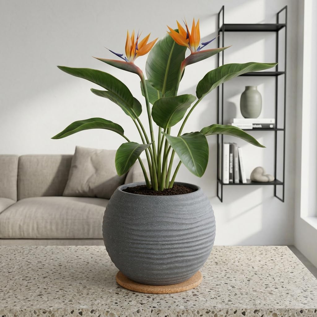 YUCCABE Fox Planter - Grey Wave Pot with Plate -17