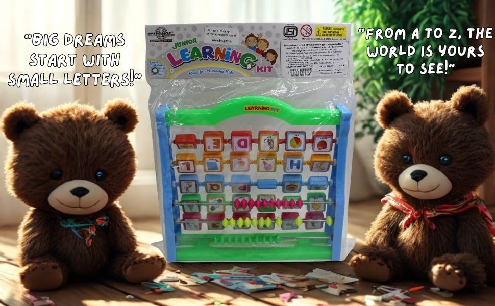 Neokiddo Toys Abacus Toy for Kids & Toddlers (Boys & Girls) Ages 3+ | Improves Counting, Math & English Learning | Medium Size Educational Kit with Beads & Blocks (Green) - Image 3 thumbnail