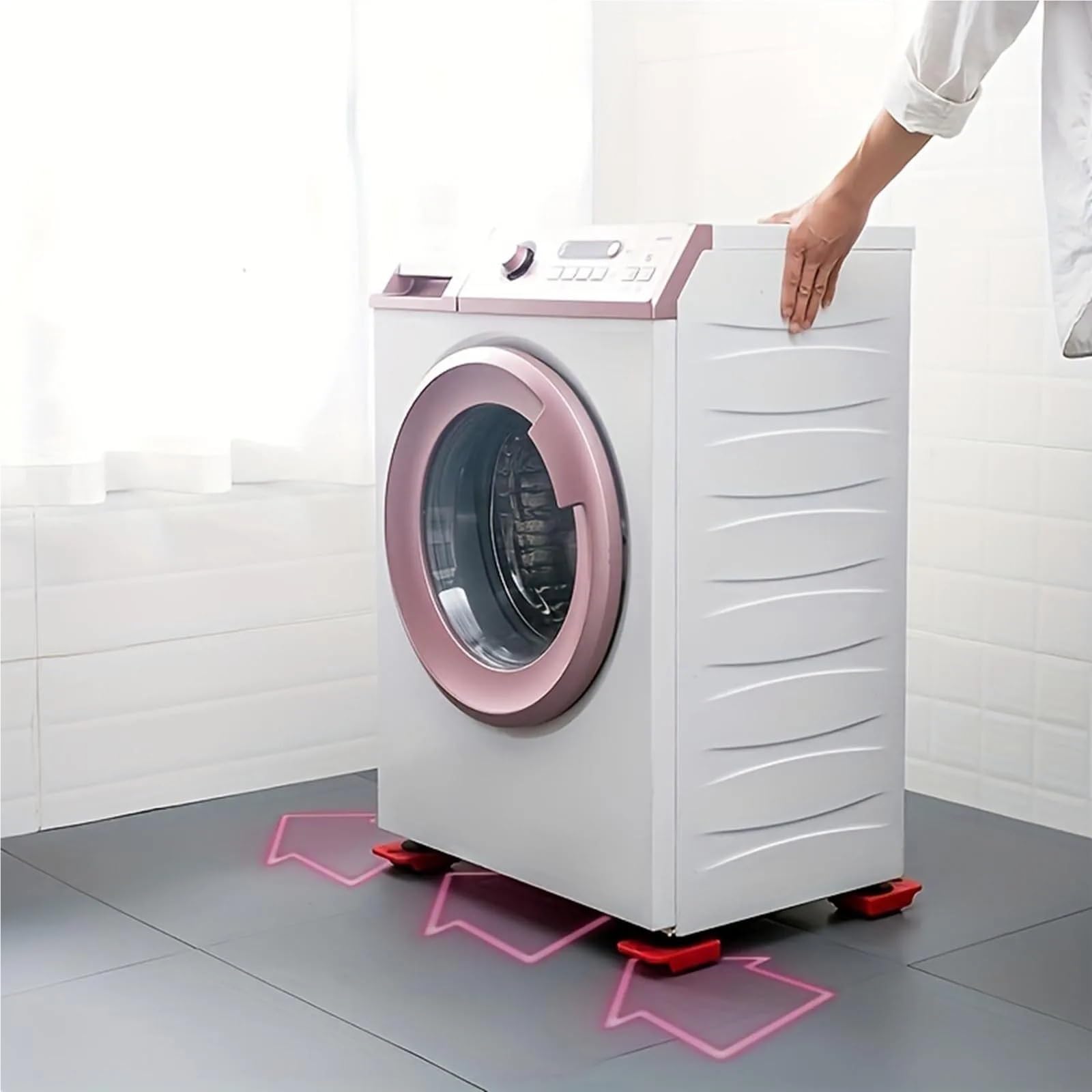 Kit per lo spostamento di mobili – Attrezzi a rulli resistenti con barra di sollevamento ruota, attrezzatura professionale per spostare facilmente oggetti pesanti, rosso