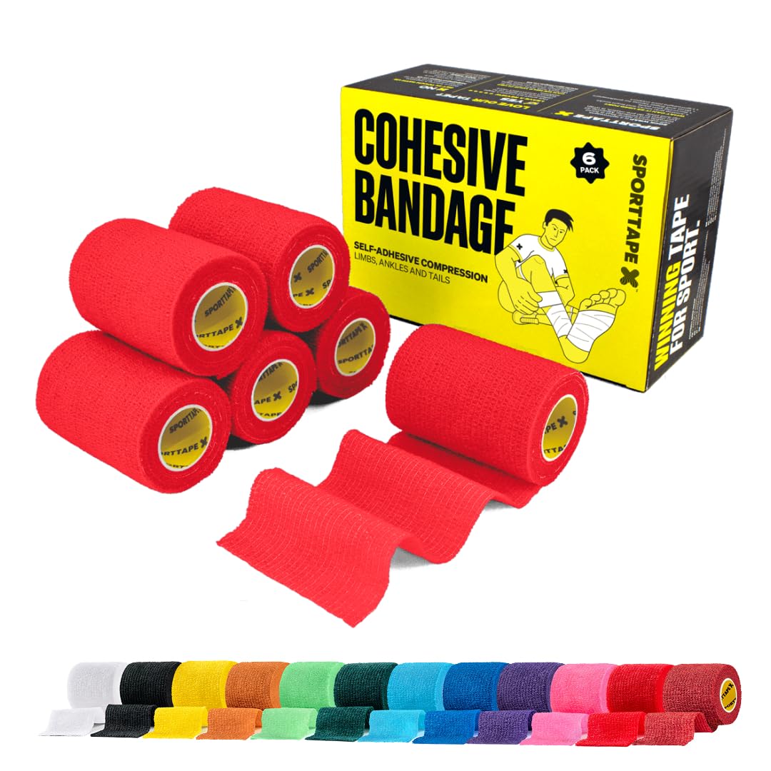 SPORTTAPE 6 Rolls Self-Adhesive Cohesive Bandage, 7.5cm x 4.5m, Beige - Compression & Vet Wrap for Dogs, Horses, Sports Stretch Tape for Football, Ankles, Joints, Fingers, Wrists & Sock Tape — view 28