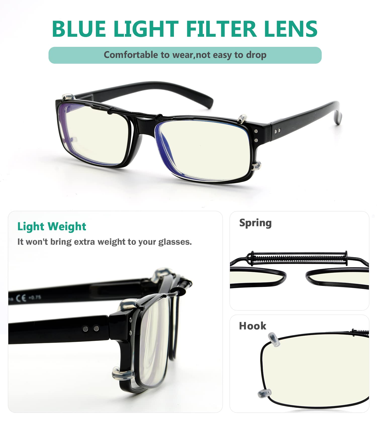 Eyekepper Clip-On Sonnenbrille Aufsatz für Herren und Damen, 54x34mm