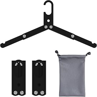 Aluminum Foldable Travel Hangers 3-Pack – Lightweight & Durable with Gift Box, Windproof Hook – Compact Design for Outdoor, Cruise, Home (Black)